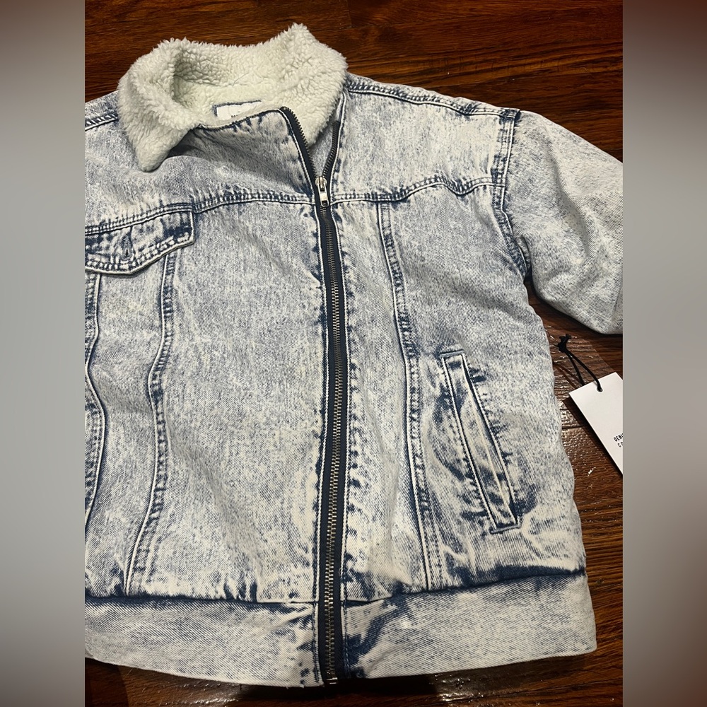 Forever 21 Blue Denim Jacket with White Sherpa Lining Size S With Tag - Picture 4 of 12